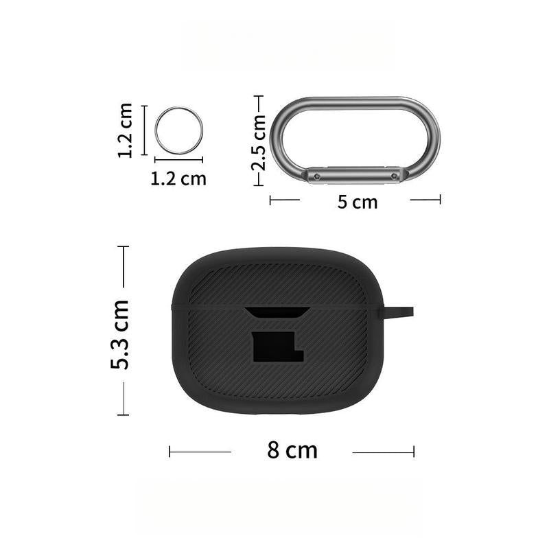 For JBL Vibe 200TWS/JBL Vibe Beam Case Cover, Silicone Protective Shock Cover Compatible with JBL Vibe 200TWS & JBL Vibe Beam True Wireless Headphones Charging Case with Carabiner(Black)
