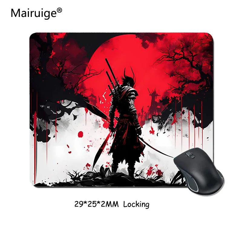 Samurai Warrior Mouse Pad, Gamer Accessories, Mat Black Mousepad