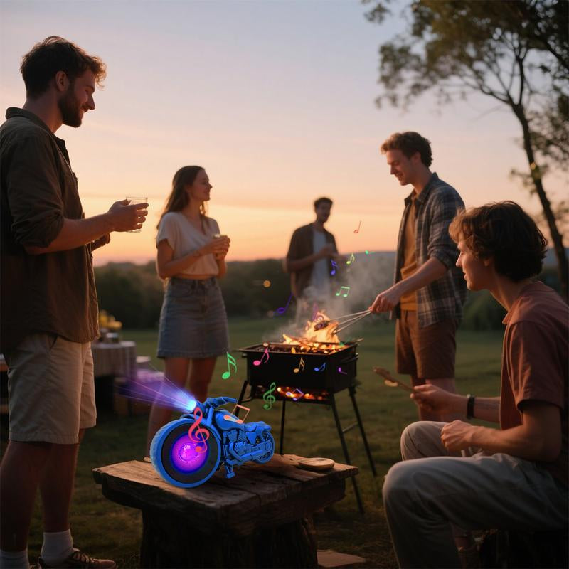 Bluetooth Speaker Portable Mini Stereo 1950'S Replica Speaker Motorcycle Style FM TWS RGB Light