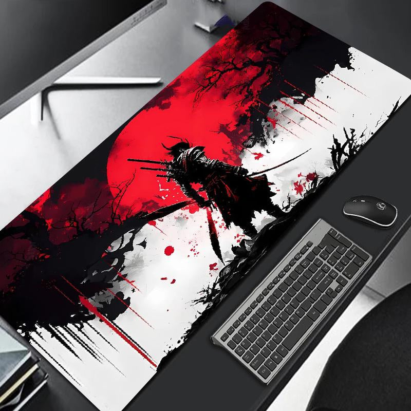 Samurai Warrior Mouse Pad, Gamer Accessories, Mat Black Mousepad