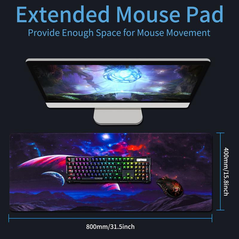 Computer Keyboard Mouse Mat , Gaming Mouse Pad , Extended Mouse Pad, Desk Mat for Gamer, Office & Home Mousepad, Non-Slip Desk Gaming Mousepad,