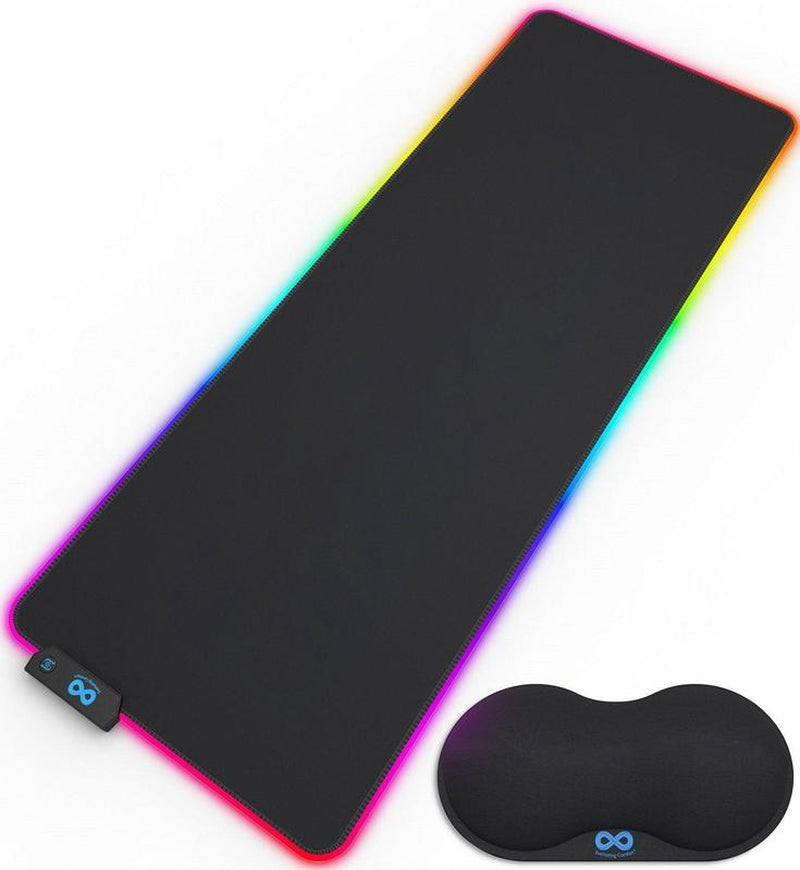 Everlasting Comfort Gaming Mouse Pad - Extra Long Desk Pad with Mousepad Wrist Rest- 15 Color Modes with 2 Brightness Levels - RGB Mouse Pad